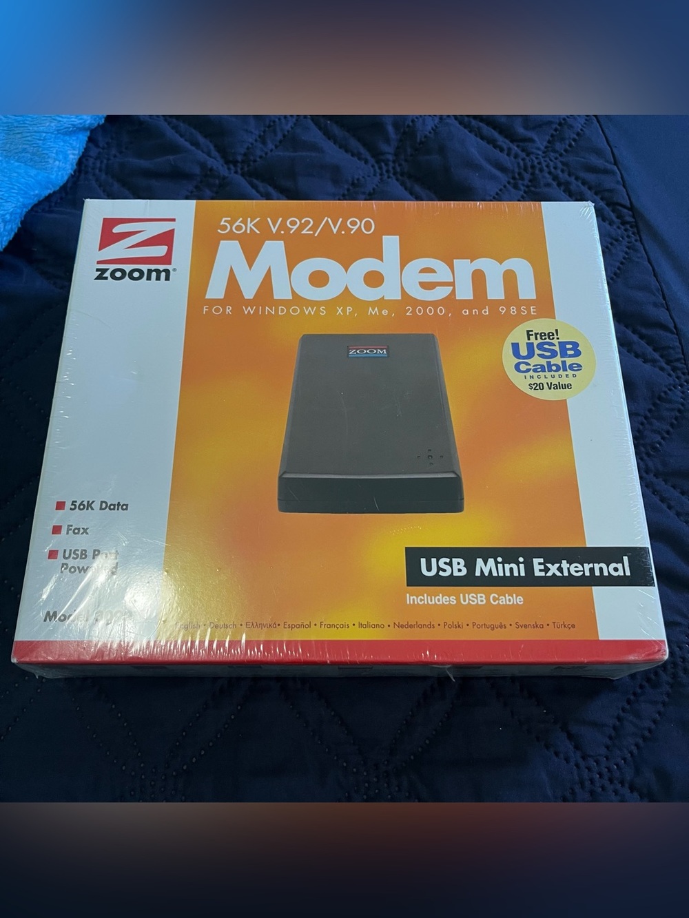 NEW Zoom 56K USB powered External Modem 3090 V.92/V.90 Data Fax XP ME 98 Sealed